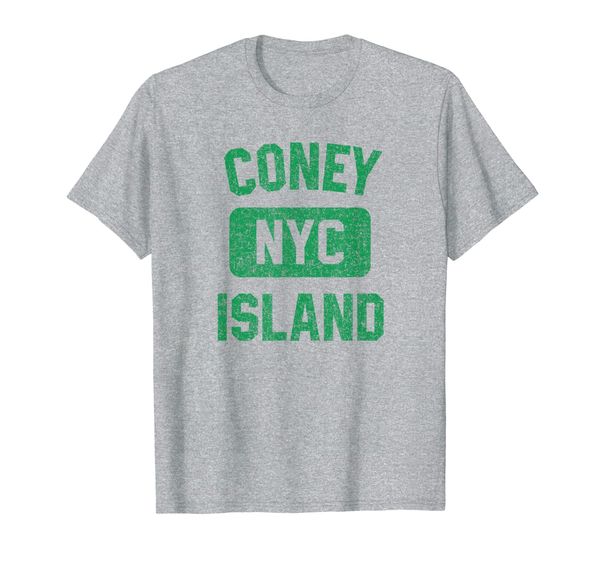 

coney island nyc gym style distressed green print t-shirt, White;black
