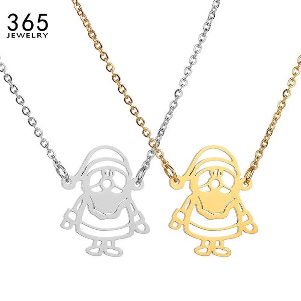 

pendant necklaces stainless steel hollow snowman necklace lovely kris kringle for women girls christmas gift year, Silver