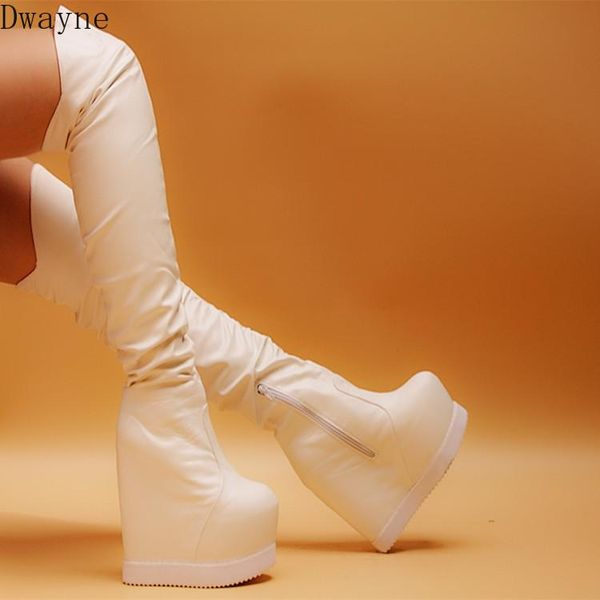 

boots winter thick-sole muffin stovepipe over-the-knee within increased long wedges ladies high tube, Black