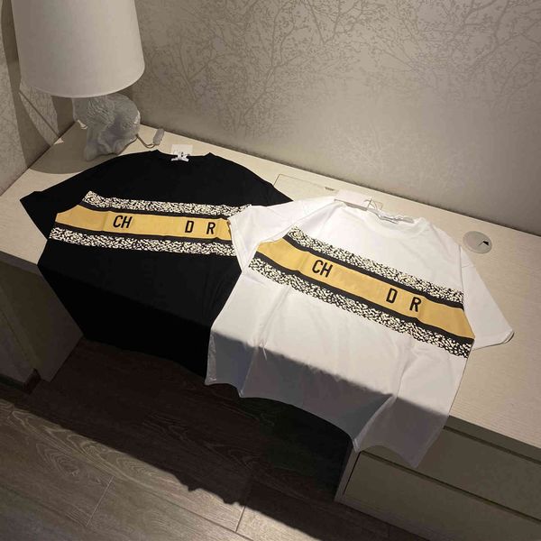 

t shirt letter embroidered short sleeve for women 2021 summer lovers leopard print fashion half bottom coat, White