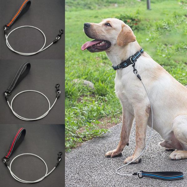 

dog collars & leashes pet reflective steel wire rope leash strong durable anti-bite small medium large dogs outdoor products correa perro
