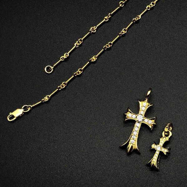 

croquet fashion double cross necklace plated hip hop s925 silver couple necklace