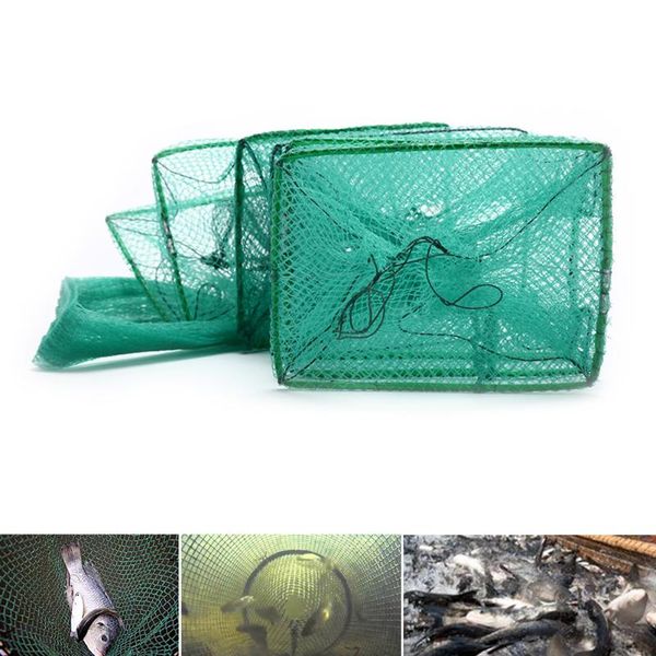 

fishing accessories 1pc fish net cage tackle care creel 7 layers collapsible green 1.2m