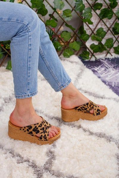 

slippers zoe leopard print straw heels, Black