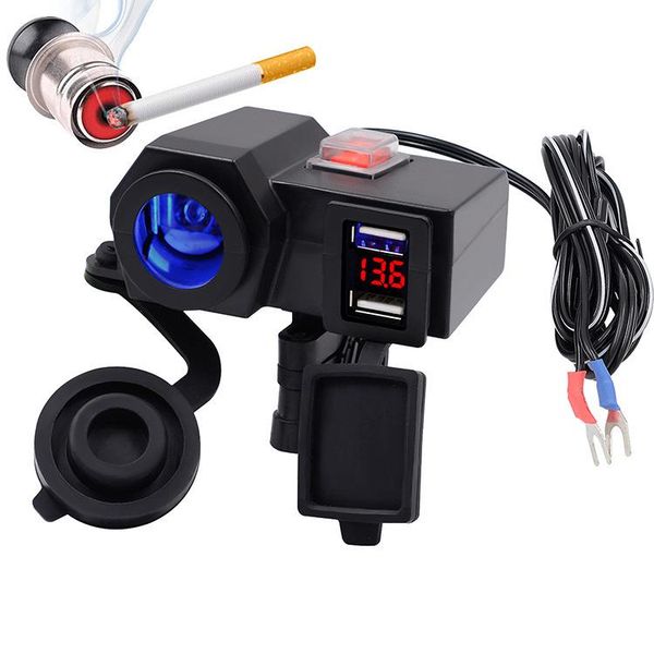 

cell phone mounts & holders 4.2a motorcycle voltmeter dual usb charger car waterproof cigarette lighter holder