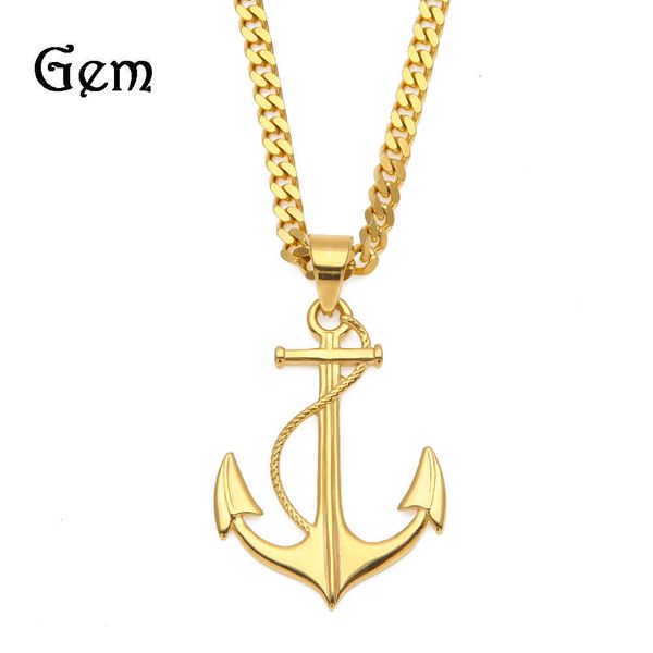 

men's color anchor pendant bar nightclub hip hop rock stainless steel jewelry, Silver