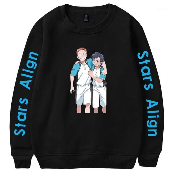 

men's hoodies & sweatshirts 2021 anime stars align 2d print o-neck sweatshirt harajuku round collar, Black