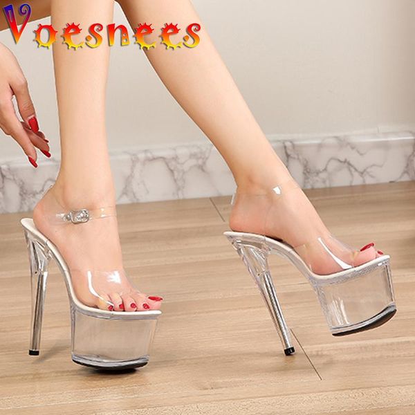 

girls shoe for party club stripper heels women shoes 2021 platforms high heels sandals clear pole dance 20cm high plus size, Black
