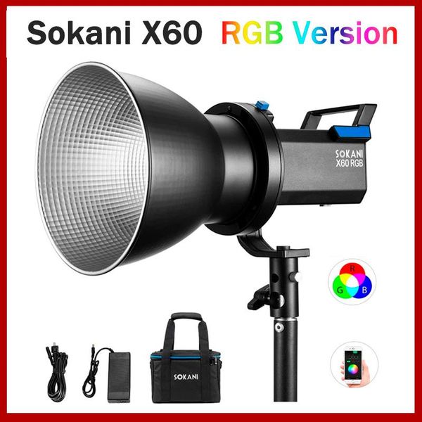 

sokani x60 rgb version 80w led video light bowens mount outdoor pgraphy lighting app adjust brightness