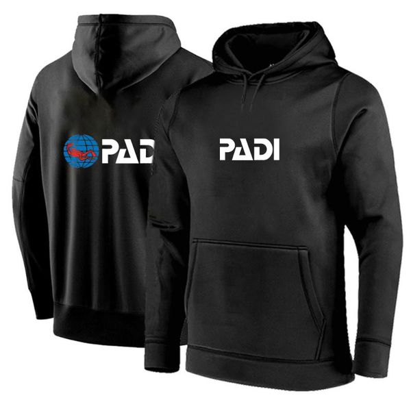 

men's hoodies & sweatshirts 2021 men spring autumn winter scuba driver padi print hoodie solid color man pullover sweatshirt fashion ca, Black