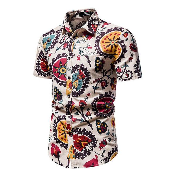 

men's casual shirts luxury mens hawaiian printing button up shirt short sleeve for beach and vacation, White;black