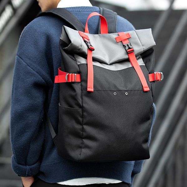 

backpack trendy preppy style lapleisure men's travel bags student oxford cloth waterproof black computer backpacks