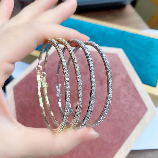 

hoop & huggie european and american style fashion big circle earrings high sense stone women's network selling, Golden;silver