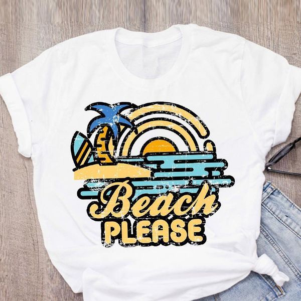 

women graphic beach vacation short sleeve fashion printed cute summer lady t-shirt shirt womens clothing tee female t shirt, White