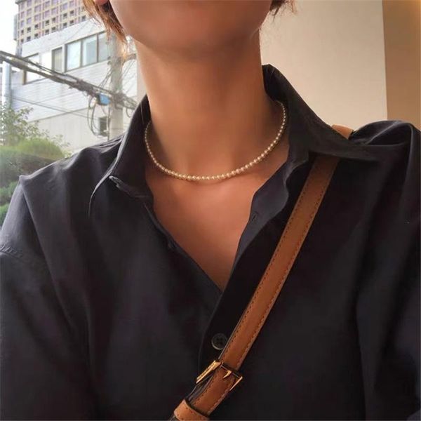 

chains simple high light luxurious ninority style pearl necklace neck chain ins short net red form manual diy customization for girls, Silver