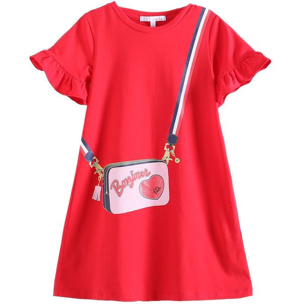 

vidmid baby girsl casual cotton dress kids children summer cartoon clothing short sleeve dress kids girls dress clothes p550 210225, Red;yellow