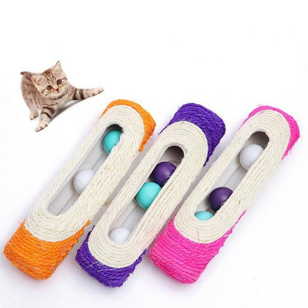 

cat toys toy scratcher rolling tunnel sisal ball trapped with 3 for interactive training scratching drop mj72710
