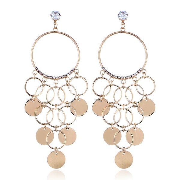 

clip-on & screw back fashion exaggerate geometric circle rhinestone ear clips without puncture for women wedding party boucle d'oreille, Silver