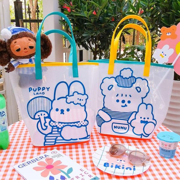 

evening bags bentoy milkjoy transparent pvc crossbody bag bear pattern waterproof high capacity trvel summer beach cute handbag