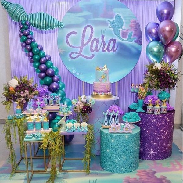 Pequeno festa de sereia suprimentos metálicos balões de látex cauda balão de balão conjunto crianças favores favores de casamento favores