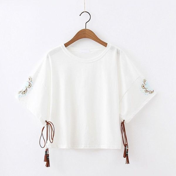 

women's t-shirt harajuku short-sleeve women tees japan solid student tshirt korean clothing style oversized sweet 2021 summer o-neck, White