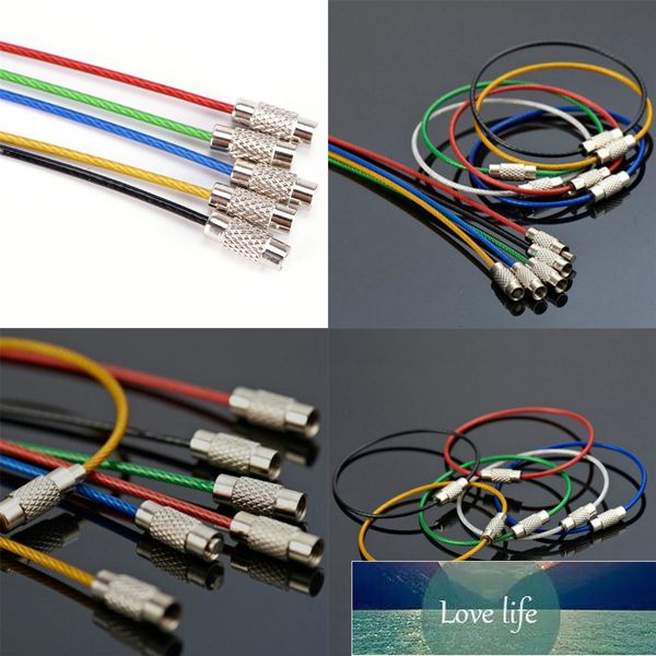 

5/10pcs stainless steel wire keychain tag rope wire cable loop screw lock gadget ring key keyring circle camp hanging tool, Slivery;golden