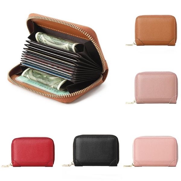 

card holders style business holder men pu leather wallet bag women zipper credit/id/bank case coin purse, Brown;gray