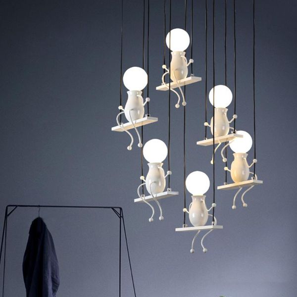 

chandeliers modern cartoon doll led creative fixtures iron bedside sconce lamp for kids baby gift living room bathroom decora