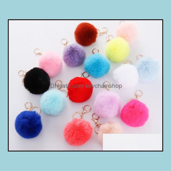 

keychains fashion aessories 8cm imitate rabbit fur ball keychain pom car handbag decoration fluffy faux key ring bag drop delivery 2021 vdf8, Silver