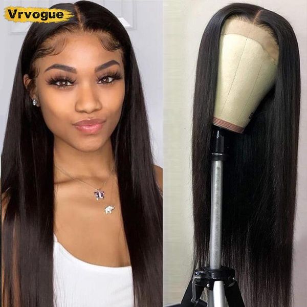 

lace wigs straight human hair pre plucked bleached knots brazilian 4x4 closure wig with baby glueless remy, Black;brown