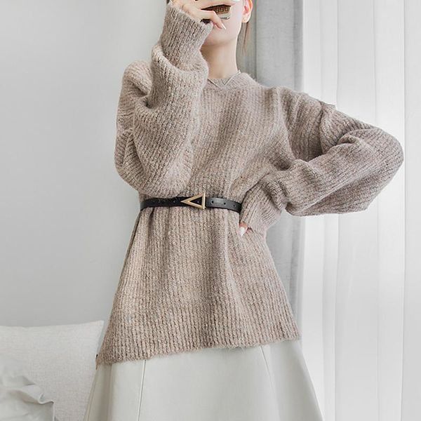

women's sweaters arrival comfortable warm personality loose sweater temperamental knit bouncy solid cute basic wild, White;black