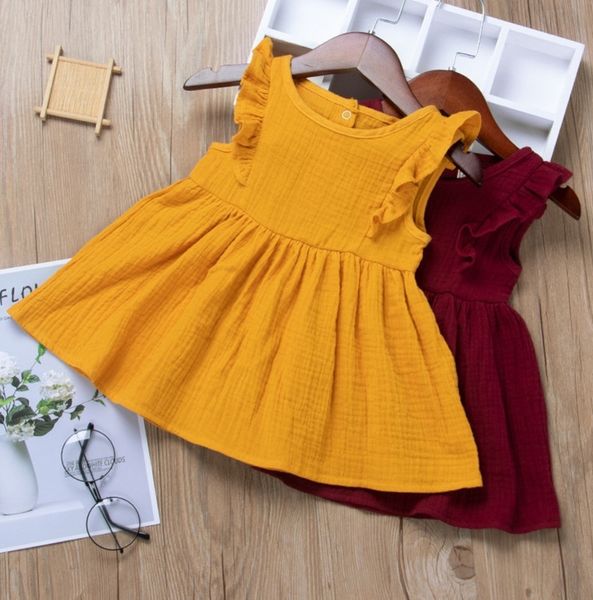 

ins baby girls dress 2021 summer designers foam ruffle sleeve princess dress cute infant skirt fly sleeves party birthday dresses h237sdg