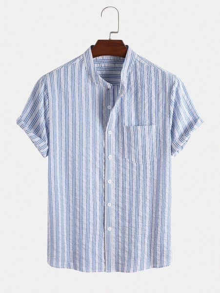 

men striped button through shirt x8ah#, White;black