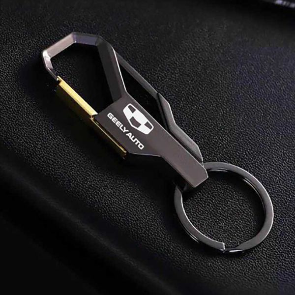 

keychains metal alloy car keychain laser style buckle waist key chain logo ring for geely atlas nl3 x7 gt, Silver