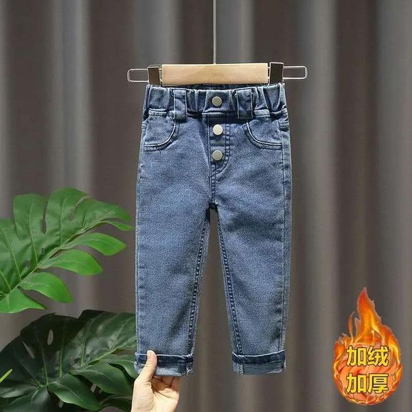 

trousers spring and autumn girls jeans little baby wear slim pants children's winter warm casual, Blue