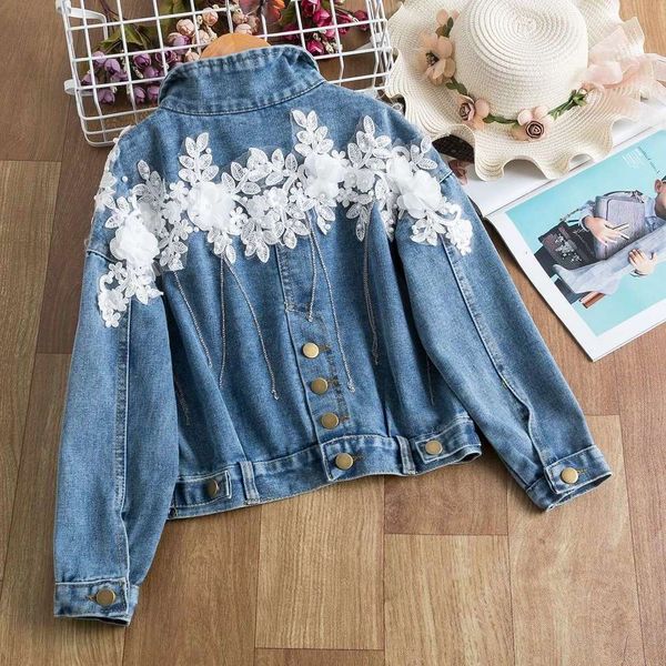 

20212020 new style fashionable autumn korean short girls' jeans jacket, Black;brown
