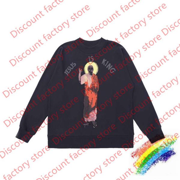 

foaming printing sweatshirts men women 1 loose crewneck hoodie, Black