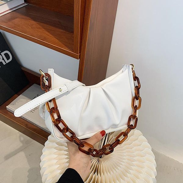 

evening bags women acrylic chain pu leather shoulder designer messenger clutch bag lady baguette handbags female party black purses