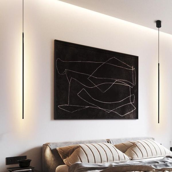 

pendant lamps minimalis long light bedroom bedside corner linear led nordic designer interior home hanging lamp fixtures
