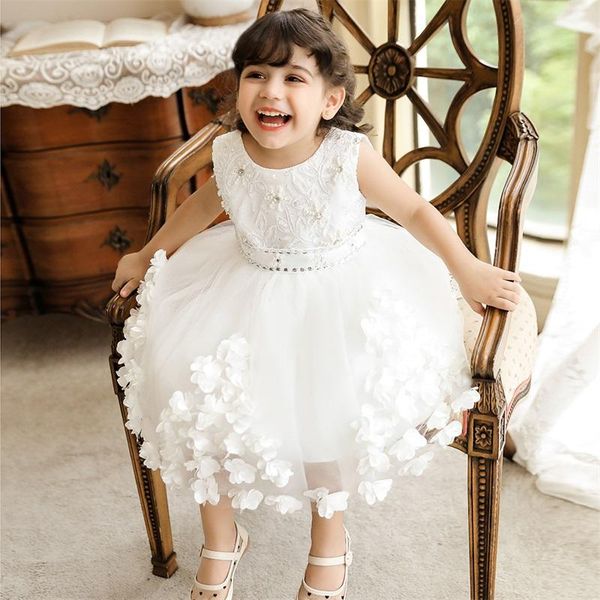 

girl's dresses baby girl dress white lace flower vestidos christening princess toddler birthday party ball gown born children clothes1, Red;yellow