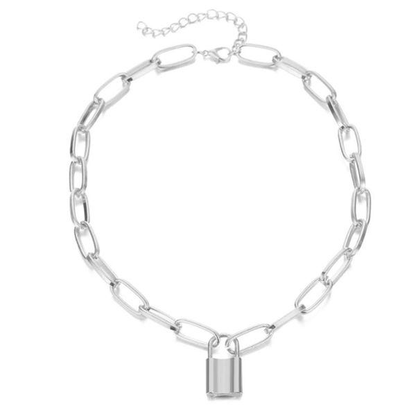 

chains vintage golden chain choker necklace for women fashion punk metal multilayer 2021 trend female, Silver