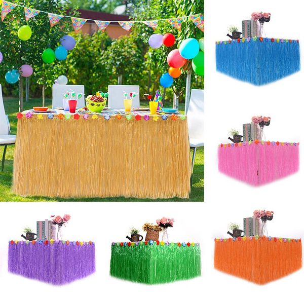 

table skirt hawaiian party hawaii tropical decor wedding happy birthday summer luau beach grass