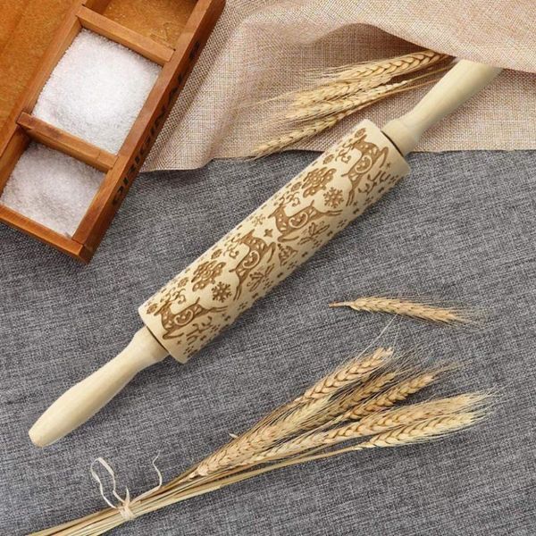 

rolling pins & pastry boards christmas pin wooden carved engraved for embossed cookies year kitchen desserts making gifts tools
