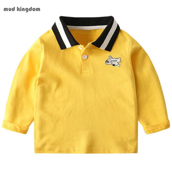 Mudkingdom moda bebê menino polo camisa manga longa primavera autum roupas de conforto top 210615