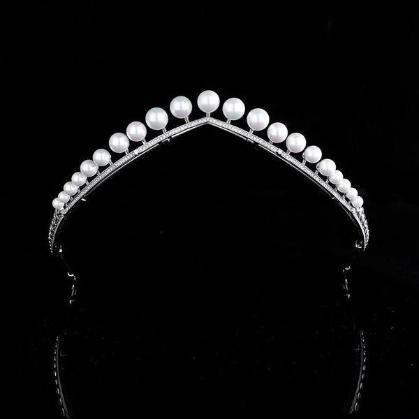 

hair clips & barrettes pioess korean simple accessories bride wedding pearl zircon crown headdress po pography props, Golden;silver