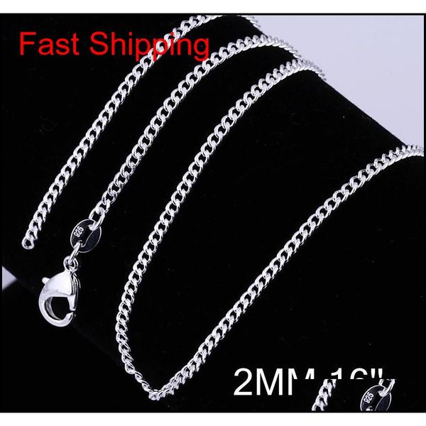 

2017 new factory sale 10pcs 16"-30" genuine solid 925 sterling silver fashion curb necklace chain jewelry w qylnum beauty888