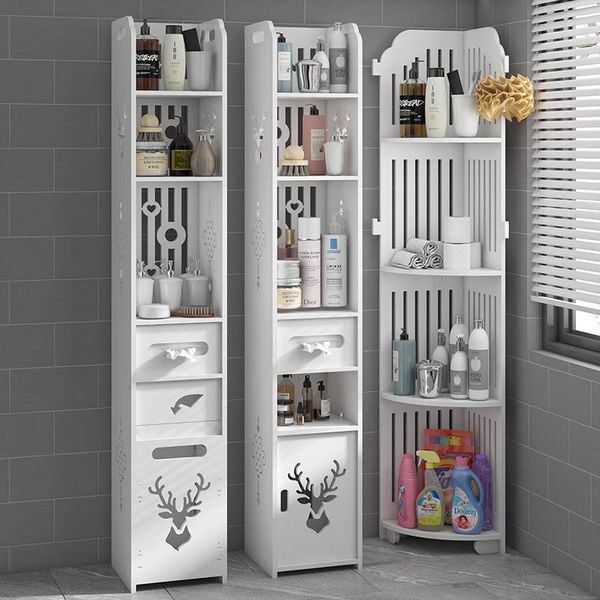 

hooks & rails wood plastic toilet bathroom shelf floor corner wash gargle cosmetics storage rack organizer space saving