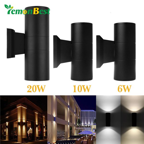 

2021 new 6w 10w 20w cob up down dual-head outdoor led light wall lamp cylinder indoor balcony fixture waterproof ip65 nordic erb7
