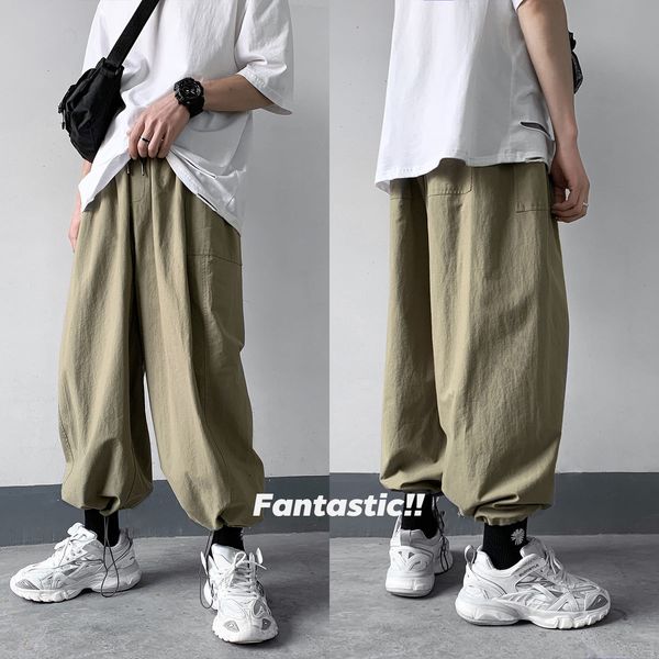 

2021 new men's fashion trend casual pants loose streetwear military trousers grey/green color joggers sweatpants plus size m-2xl 3rev, Black