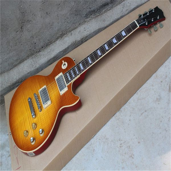 

wholesale new lp standard electric guitar with flamed maple heritage cherry sunburst